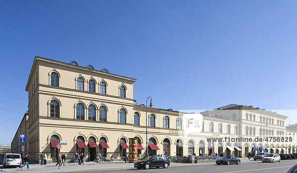 Bazar building and Ludwigstrasse  Odeonsplatz square  Altstadt-Lehel district  Munich  Bavaria  Deutschland  Europa