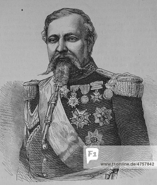 Edmond Leboeuf  1809-1888  marshal of France and minister of war  historic illustration  illustrated war chronicle 1870 to 1871  German campaign against France