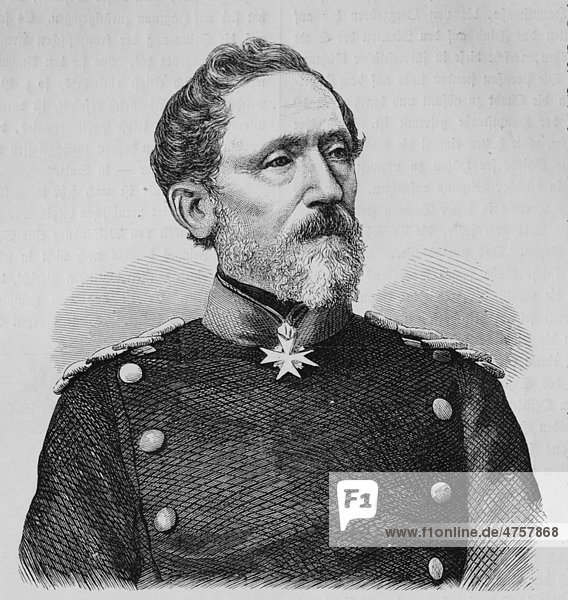 Leonhard von Blumenthal  1810 - 1900  Prussian general field marshal  historic illustration  illustrated war chronicle 1870 to 1871  German campaign against France