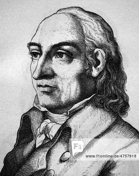 Johann Gottlieb Emanuel Breitkopf  deutscher Musikverleger und Typograf  1719 - 1794  historische Illustration  Porträt  1880
