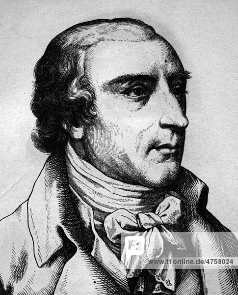 Joachim Heinrich Campe  1746 - 1818  deutscher Schriftsteller und Verleger  Porträt  historische Illustration  1880