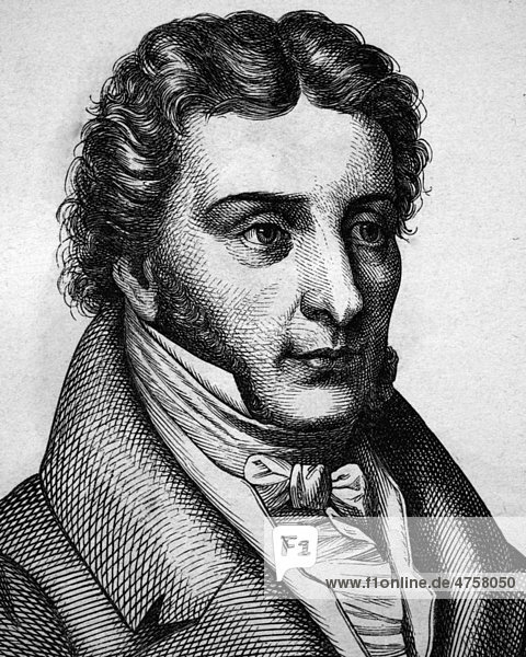 Karl von Rotteck  1775 - 1840  Historiker und Politiker  Porträt  historische Illustration  1880