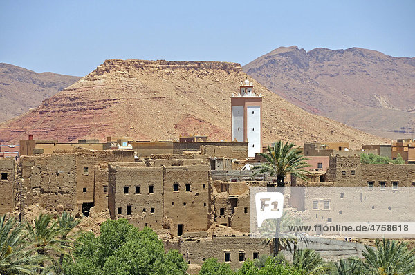 Teilweise verfallene Häuser in der Oasenstadt Tinerhir  Region Souss-Massa-Dara‚  Marokko  Afrika
