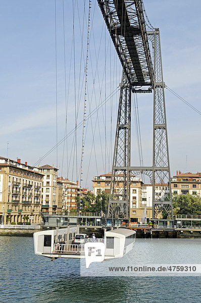 Puente de Vizcaya  Vizcaya Bridge  a transporter bridge  UNESCO World Heritage Site  Nervion River  Portugalete  Bilbao  Bizkaia province  Pais Vasco  Basque Country  Spain  Europe