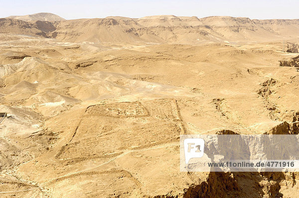 Camp 6 of the Roman besiegers  Masada National Park  Judea  Dead Sea  Israel  Middle East  Southwest Asia