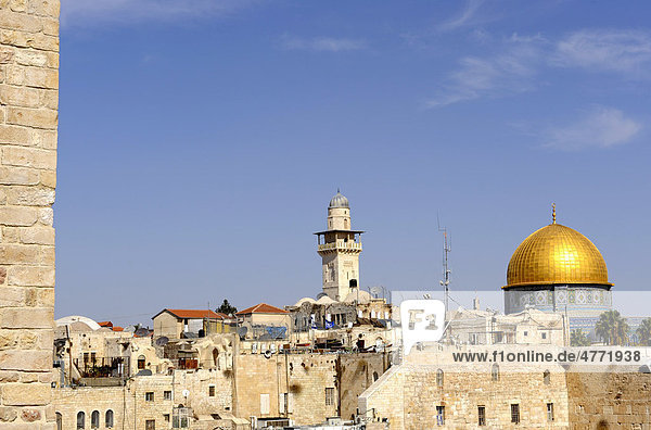 Altstadt mit Tempelberg und Felsendom  Jerusalem  Israel  Naher Osten  Vorderasien