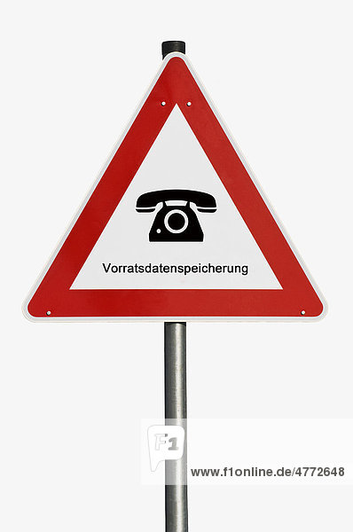 Gefahrenzeichen  Warnschild  Telefon  Symbolbild Vorratsdatenspeicherung