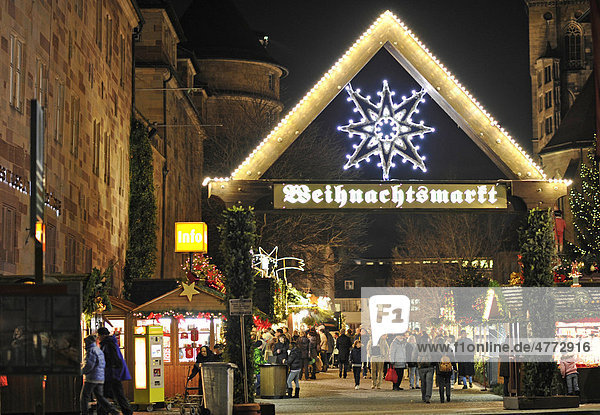 Eingang  Weihnachtsmarkt  Altes Schloss  Schillerplatz  Stuttgart  Baden-Württemberg  Deutschland  Europa