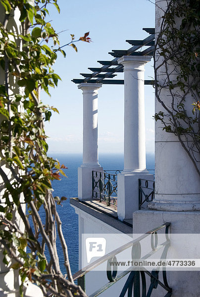 Lookout terrace on Piazza Umberto I square  Capri  island of Capri  Italy  Europe