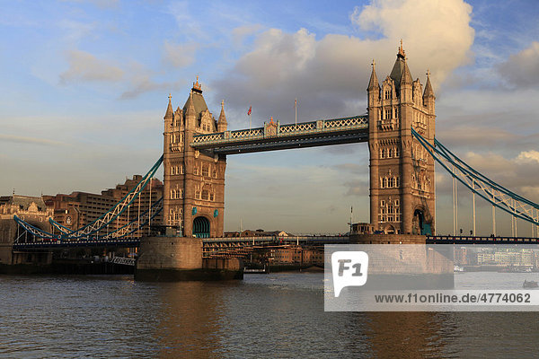 River Thames with Tower Bridge  London  England  UK  Europe