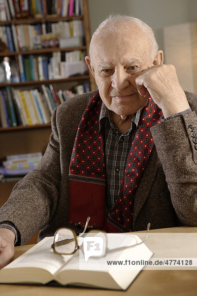 Elderly man  senior  92  portrait  with a book