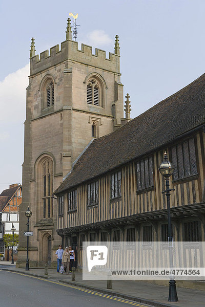 Die Guild Chapel Kapelle  Church Street und Chapel Lane  Stratford-upon-Avon  Grafschaft Warwickshire  England  Großbritannien  Europa