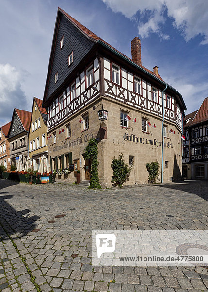 Historisches Gasthaus zum Scharfen Eck  Kronach  Oberfranken  Bayern  Deutschland  Europa