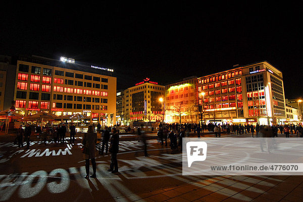 Luminale Festival  Licht.Anamorphose Frankfurt zur Luminale  Inszenierung mit Licht an der Hauptwache  Frankfurt am Main  Hessen  Deutschland  Europa