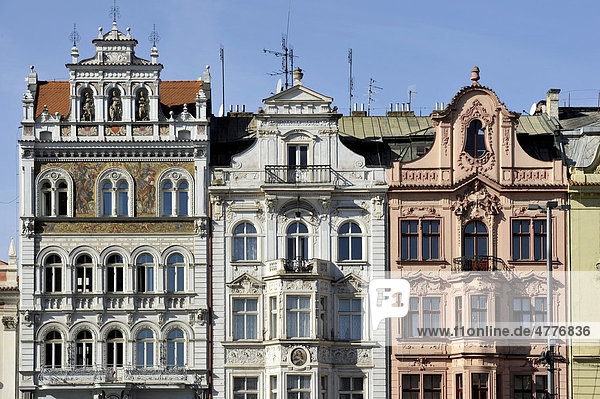 Haus zum roten Herzen mit Sgraffito  Renaissance- und Barock-Bürgerhäuser  Platz der Republik  Pilsen  Böhmen  Tschechien  Europa