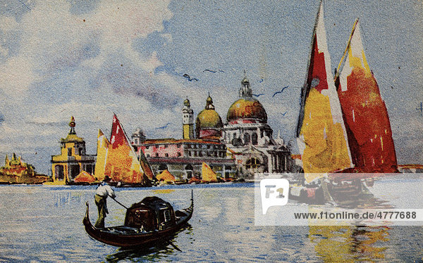 Church Chiesa della Salute  Venice  Italy  historical postcard  1930