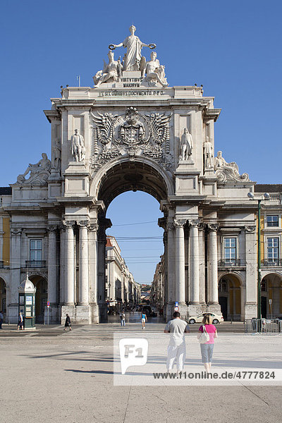 Arco Triunfal  Triumphbogen  Praca do Comercio  Lissabon  Portugal  Europa
