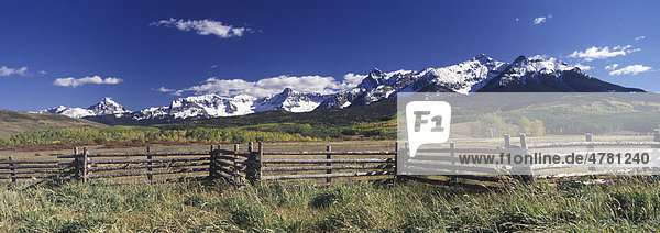 Last Dollar Ranch  wooden picket fence  Mt. Sneffels  Colorado  USA
