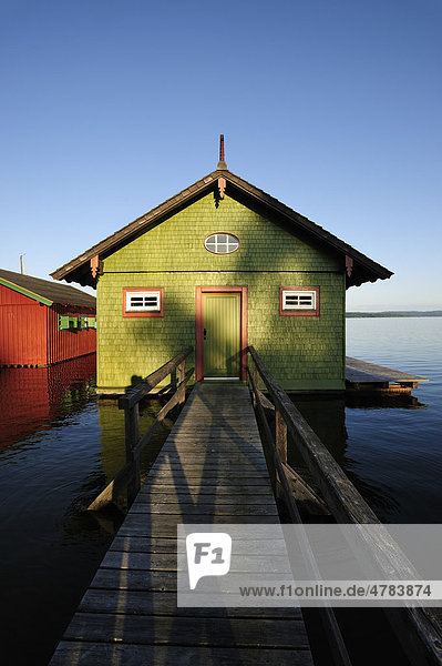 Bootshäuser bei Schondorf  Ammersee  Fünf-Seen-Land  Oberbayern  Bayern  Deutschland  Europa