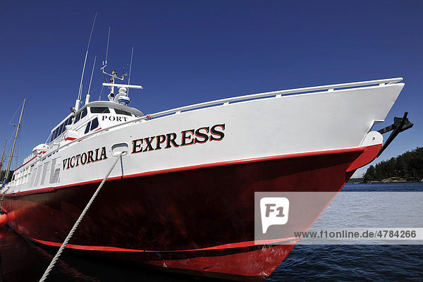 Fähre Victoria Express ankert vor Friday Harbor  San Juan Island  Washington  Strait of Juan de Fuca  Vereinigte Staaten von Amerika  USA