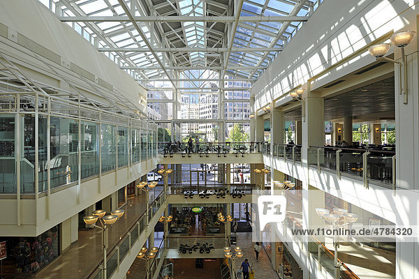 Interior  shopping centre  Monorail station  Westlake Center  Westlake Plaza  Seattle  Washington  United States of America  USA