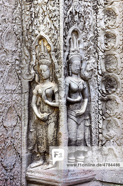 Devatas  Ta Prohm Tempel  Angkor  UNESCO Weltkulturerbe  Siem Reap  Kambodscha  Südostasien  Asien
