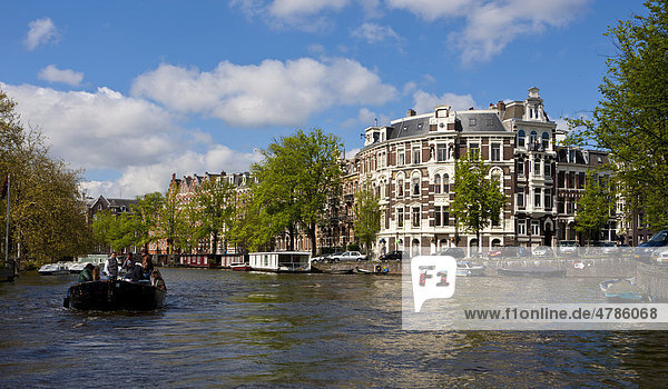 Alte Wohnhäuser an der Leidsekade  Amsterdam  Holland  Niederlande  Europa