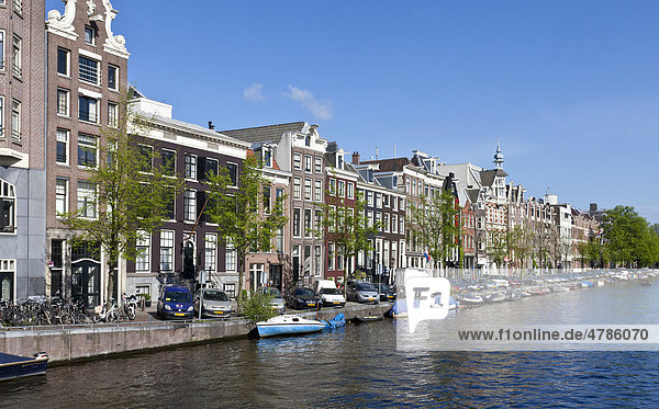 Alte Grachten- und Handelshäuser an der Prinsengracht  Amsterdam  Holland  Niederlande  Europa