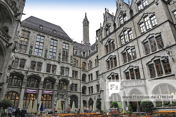 New city hall  courtyard  Munich  Bavaria  Germany  Europe