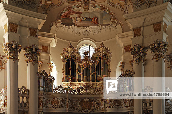 Wieskirche  Rokoko 1745 bis 1754 gebaut  Orgel von Johann Georg Hörterich 1757 erbaut  Wies 12  Wies Steingaden  Oberbayern  Bayern  Deutschland  Europa