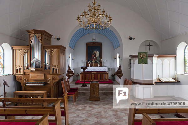 Altar einer Dorfkirche  Vik  Island  Skandinavien  Europa