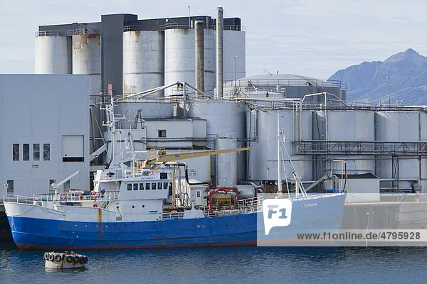 Transportschiff im Industriehafen von Bodo  Norwegen  Skandinavien  Europa