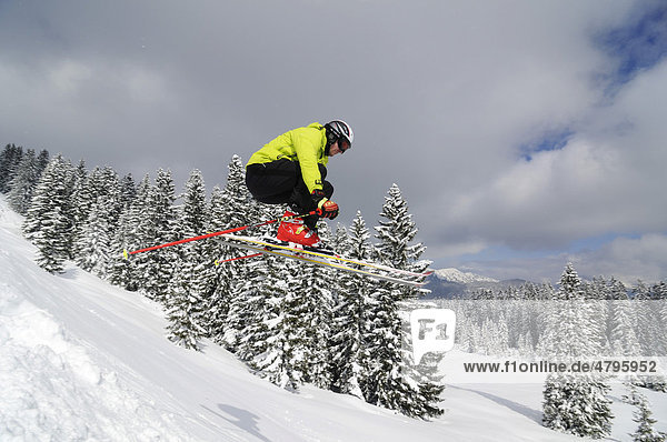 Skier  Reit im Winkl  Chiemgau  Bavaria  Germany  Europe