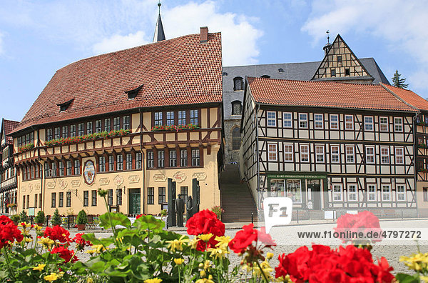 Marktplatz von Stolberg im Ostharz  Sachsen-Anhalt  Deutschland  Europa