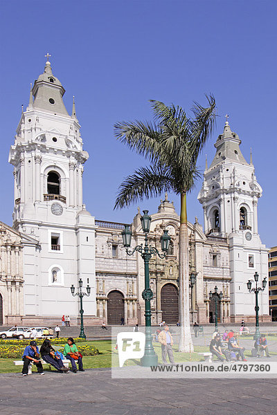 Cathedral at Plaza Mayor  Lima  Peru  South America