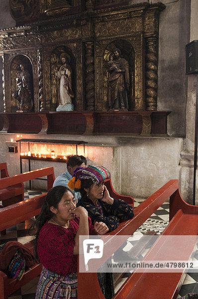 Worshiper at San Francisco church  San Francisco El Alto  Guatemala  Central America