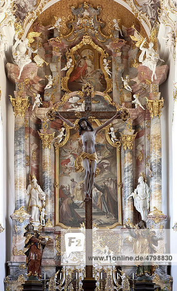 Altar der Klosterkirche Kloster Roggenburg Landkreis Neu-Ulm Schwaben Bayern Süddeutschland Deutschland Europa