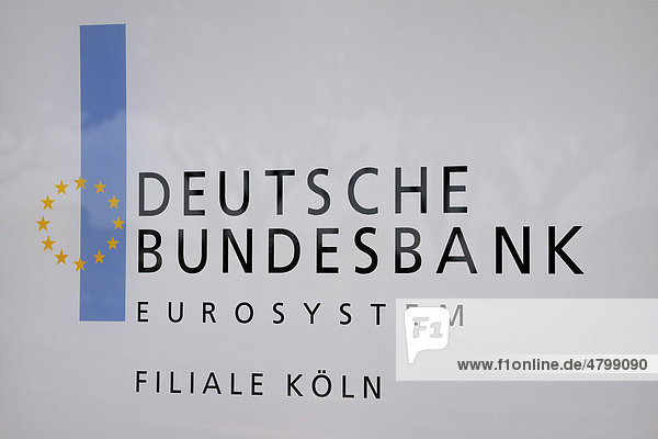 Firmenschild  Deutsche Bundesbank  Gustav-Heinemann-Ufer  Köln  Nordrhein-Westfalen  Deutschland  Europa