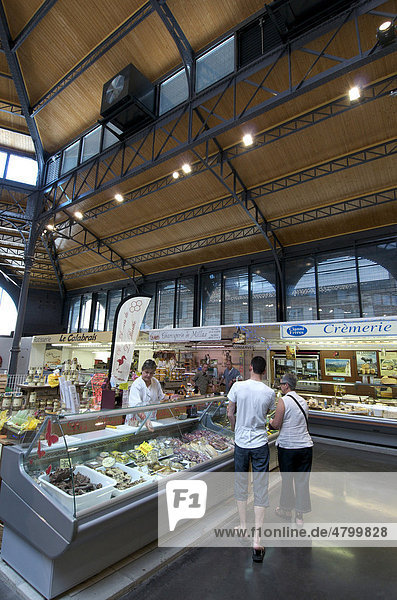 Typical covered market of Albi  Tarn  France  Europe
