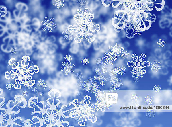 Abstrakte Schneeflocken auf blauem Hintergrund  Illustration