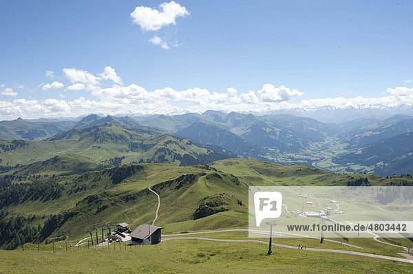 Kitzbühler Almen mit Hauptalpenkamm  Tirol  Österreich  Europa