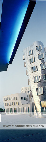 Medienhafen media port with Gehry Buildings  Duesseldorf  North Rhine-Westphalia  Germany  Europe