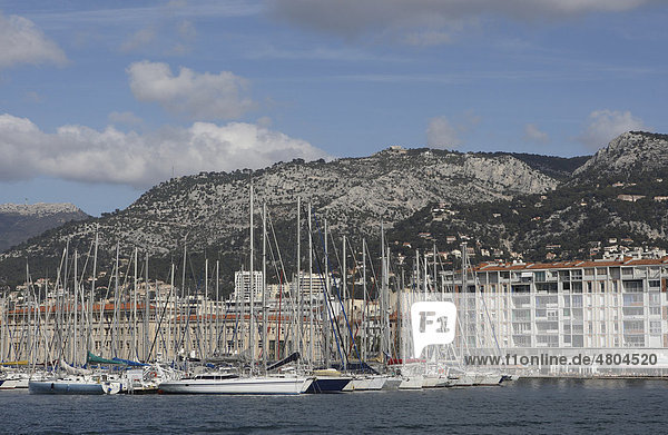 Blick vom Quai Minerve auf Segelboote im Hafen von Toulon  Var  Cote d'Azur  Frankreich  Europa