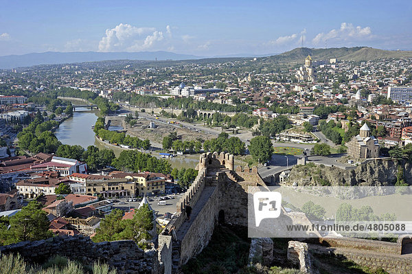 Panorama von der Nariqala Festung  Tiflis  Georgien  Vorderasien