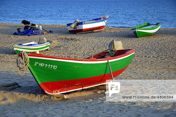 Strand am Atlantik  Boote  Fischerdorf La Antilla  Lepe  Costa de la Luz  Huelva Region  Andalusien  Spanien  Europa