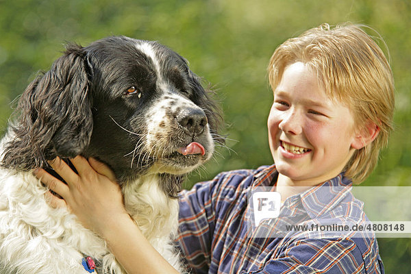 Boy with his large dog