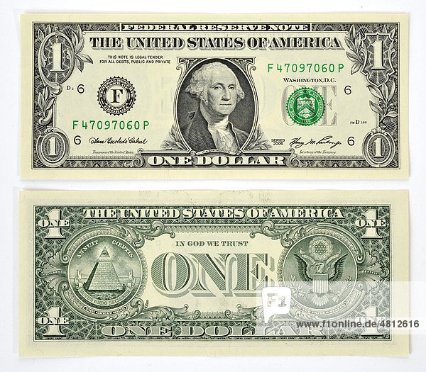 1-Dollar Banknote  Vorderseite  Rückseite