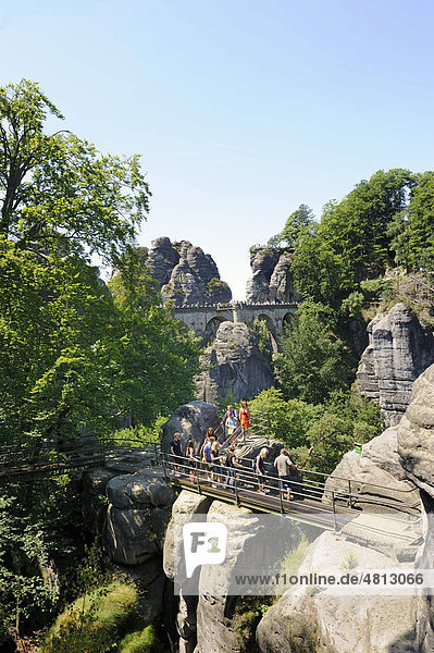 Bastei Elbsandsteingebirge Sächsische Schweiz Sachsen Deutschland Europa