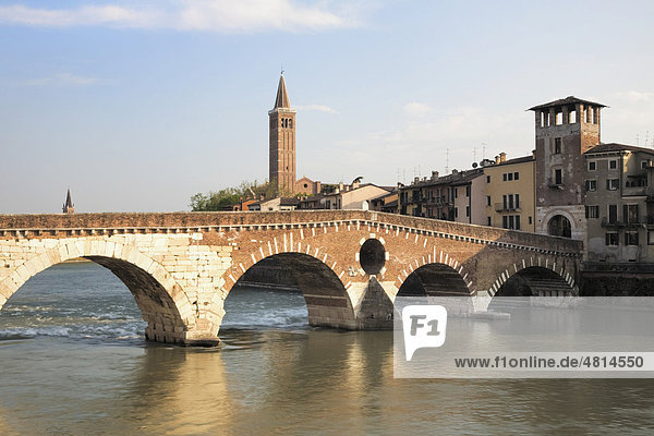 Ponte Pietra in Verona  Venetien  Italien  Europa