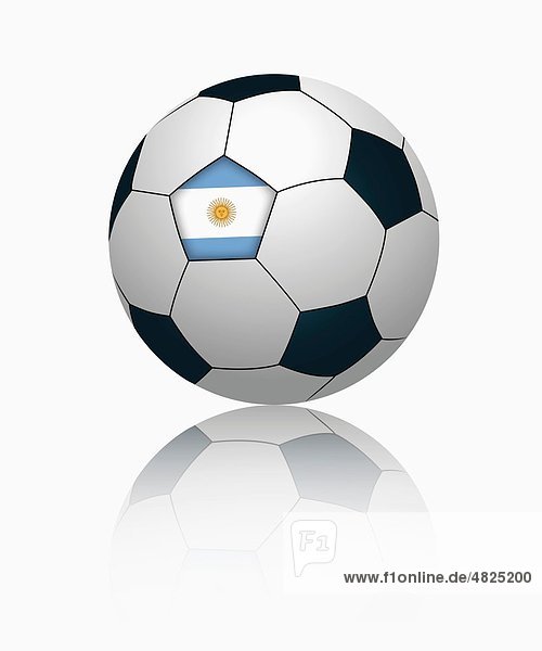 Argentinische Flagge auf Fußball  Nahaufnahme